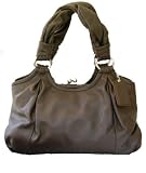 Coach Handbag Parker Leather Mushroom Brown Silver Kisslock Satchel Tote Bag 13437 leather-purse-deal-of-the-day Coach Handbag - Parker Leather Mushroom Brown Silver Kisslock Satchel Tote Bag 13437