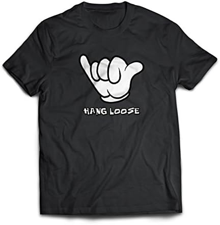 Phantasmic Arts Men's T-Shirt Tee Hang Loose Cartoon Hand (Large, Black)