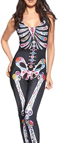 SYHX Women's Sugar Skull Halloween Catsuit Costume