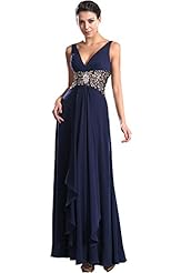 V-neck Floor Length Chiffon Evening Dress/Mother-of-the-Bride Dress 