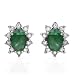 Earrings With 1.35ctw Precious Stones - Genuine Diamonds and Emeralds Beautifully Designed in White Gold Length 11.5mm