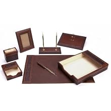 Majestic Goods Office Supply Leather Desk Set, Brown (W940)