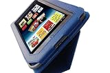 M2U Genuine Leather Stands Cover Case for Nook Tablet and Nook Color 7-inch Android Tablet - Blue Color with free screen protector on sale