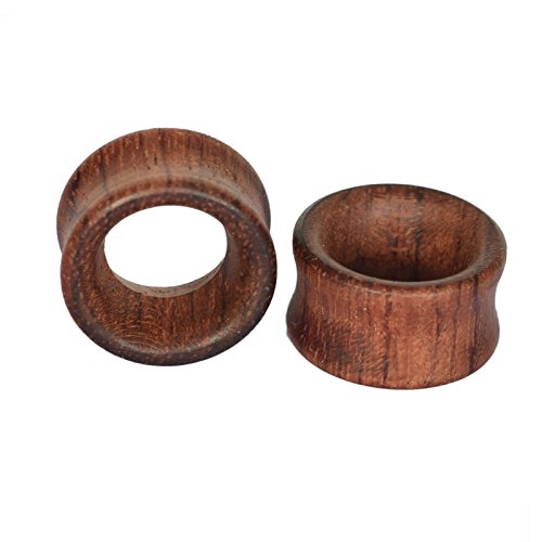 Longbeauty Pair Vintage Brown Natural Wood Hollow Tunnels Ear Plugs Stretcher Gauges 10MM