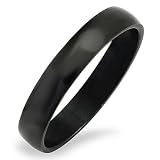 5 MM Stainless Steel Black Mens Ladies Unisex Dome Wedding Band Shiny Traditional Fit (Available in Sizes 5.75, 6, 8, 9, 9.5, 10.75, 11) size 6