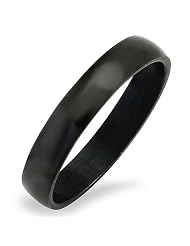 6 Mm Stainless Steel Black Mens Ladies Unisex Dome Wedding Ring Shiny... by 