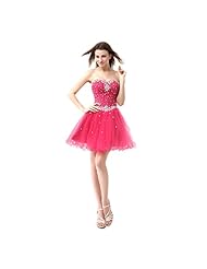 Sweetheart Satin/Tulle Crystal Backless  Crystals Lace-Up Prom Dress/Mini Dress  With Rhinestones