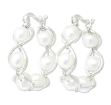 Pearl hoop earrings, 'Cloud Twist'
