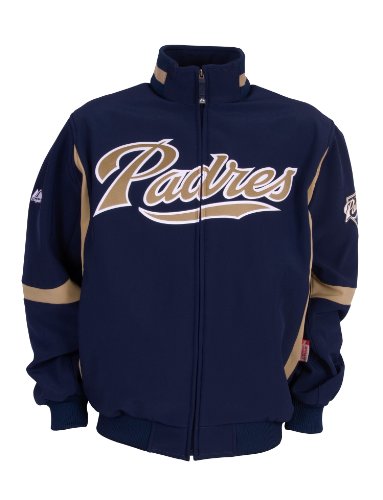 MLB San Diego Padres Adult Long Sleeve Therma Base Premier Jacket, Large, Navy/Khaki