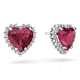 14K White Gold Heart Tourmaline Earrings