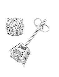 1.00 CTW Round Diamond Solitaire Stud Earrings in 14K White Gold
