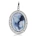 14K White Gold Mother and Her Baby Cameo Pendant with Diamond - 3/8