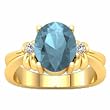 14K Yellow Gold Aquamarine and Diamond Ring