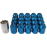 軽合金ホイルナット、ロックセット 袋ナットタイプ5H アルマイト青 M12×P1.5×19H