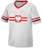 Polska Crest Coat Of Arms Soccer Style T-Shirt, Poland, Polish Pride Mens V-Neck T-shirt
