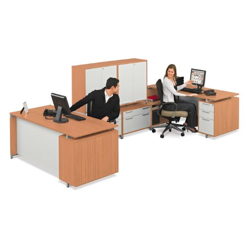 Align Double LDesk Set Warm Cherry Finish