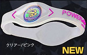＜POWER BALANCE＞パワーバランスシリコンブレスレット　クリア/ピンク Mサイズ