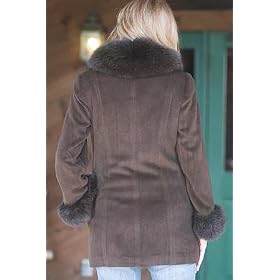 Ladies Cashmere Blend Coat with Fox Collar