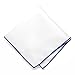 TieMart Sapphire Blue Tipped White Pocket Square