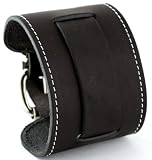 Nemesis #STW-K Wide Black Leather Cuff Wrist Watch Band