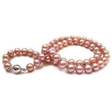 HinsonGayle AAA Handpicked Naturally Pink Cultured Pearl Necklace (14k White Gold)