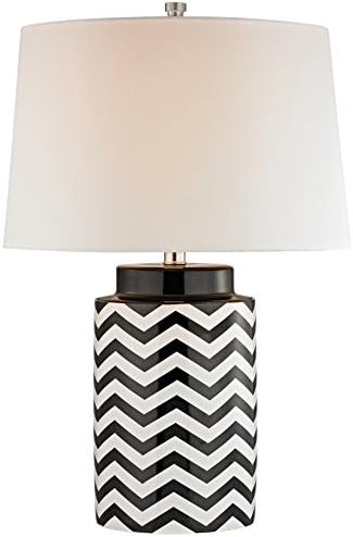 26" Chevron Table Lamp in Black and White
