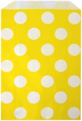 SipSticks Paper Party/Favor Bags | Yellow Dots | Pack of 12 | 5"x7"