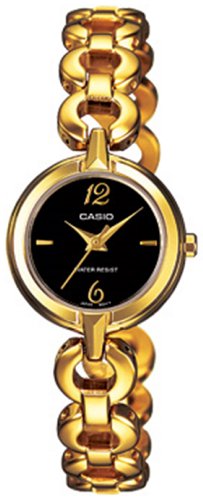 Casio Women's Core LTP1349G-1C Gold Gold Tone Stainles-Steel Quartz Watch with Black Dial