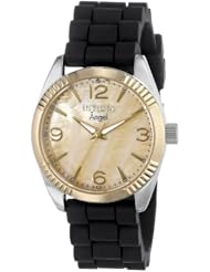 Invicta Womens 15879 Angel Gold Mother of Pearl Dial Black Strap Watch