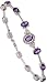18k White Gold 7 1/4 Bracelet, w/ 0.82 Carat Round Diamonds & 5.32 Carats Oval Cut Amethyst Stones, 3/8 (9mm) wide