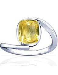 Platinum Cushion Cut Yellow Sapphire Solitaire Ring