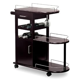 Espresso Entertainment Cart Wine Rack On Wheels by SmartBargains