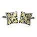 Cuff-Daddy Yellow & Blue Plaid Cufflinks with Presentation Box