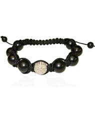 .925 Sterling Silver 1.13ct Diamond Pave Macrame Beads Bracelet Jewelry