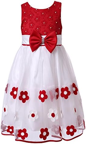 Richie House Little Girls' Sweet Dress with Embroidery and Pearls Size 3-8 Rh2140