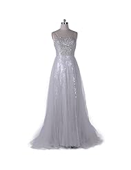 Sequined Fitted Tulle Spaghetti Strap Prom Dress  with a Brush/Sweep Train 
