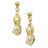 1928 Gold-tone Swirled Cultura Glass Pearl Post Earrings