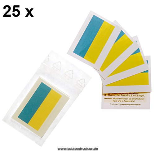 25 x Ukraine Tattoo Fahne Fan Set – EM Fanartikel 2016 – Ukraine Flag Ukrajina