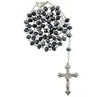 Black AB Crystal Rosary with Faceted Rondell Beads in 8x6mm - 28'' Necklace - 21'' Overall Length