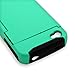 CoverON Hybrid Dual Layer Case with Credit Card Holder for APPLE IPHONE 4 4S - TEAL Hard BLACK Soft Silicone