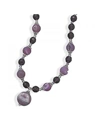 MMA Silver - 16 inch+2 inch Purple Glass and Druzy Agate Necklace