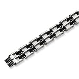 Polished Stainless Steel and Rubber Bracelet - 8.75 Inches