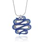 Sterling Silver Marcasite and Blue Epoxy Zig Zag Pendant, 18"