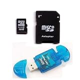 Komputerbay 32GB MicroSD SDHC Microsdhc Class 6 with Micro SD Adapter and Blue USB SD Reader