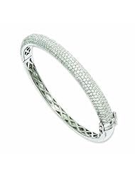 Sterling Silver & Cz Brilliant Embers 6.25mm Hinged Bangle Bracelet