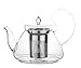 Blooming Tea Clear Glass Teapot Pi, 35oz/1035ml Hand Crafted Non-Drip Spout Stainless Steel Strain, Friednship Series