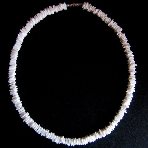 Native Treasure White Chip Puka Shell Necklace - Small Shells - 18"