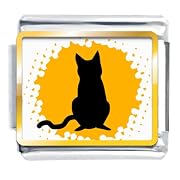 Italian Charm Black Cat Silhouette