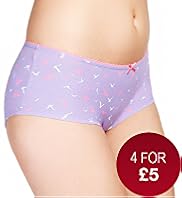 Cotton Rich Low Rise Seagull Print Shorts
