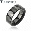 Black IP Tungsten Carbide Ring With Multi-Facelet Prism Design